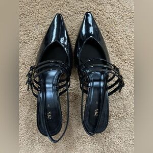 Zara strappy leather kitten heel